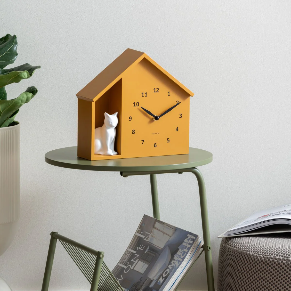 Wall Clock Sitting Cat Ochre Yellow - Image 5