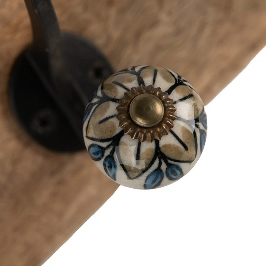 Wall Coat Rack 3 Hooks 31 x 10 x 16cm Brown Wood - Image 4