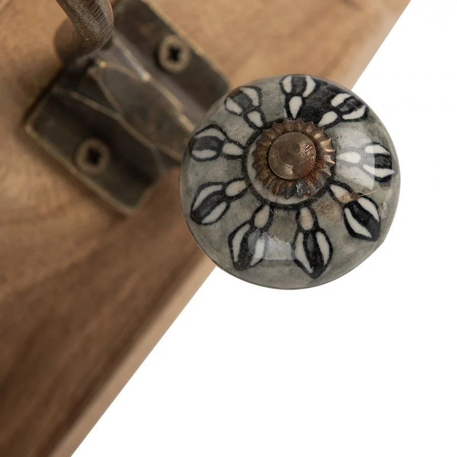 Wall Hook Set of 4 Hooks 45 x 11 x 18cm Brown Wood - Image 3