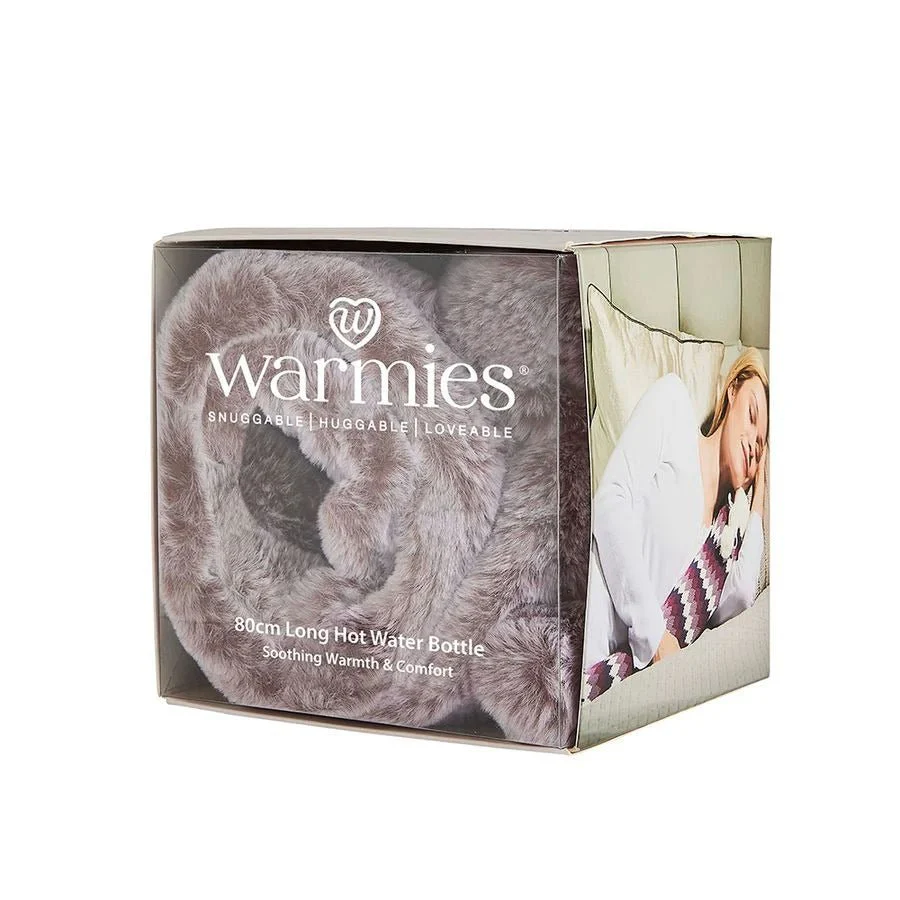 Warmies® Rolled Long Hot Water Bottle – Marshmallow Grey Fur