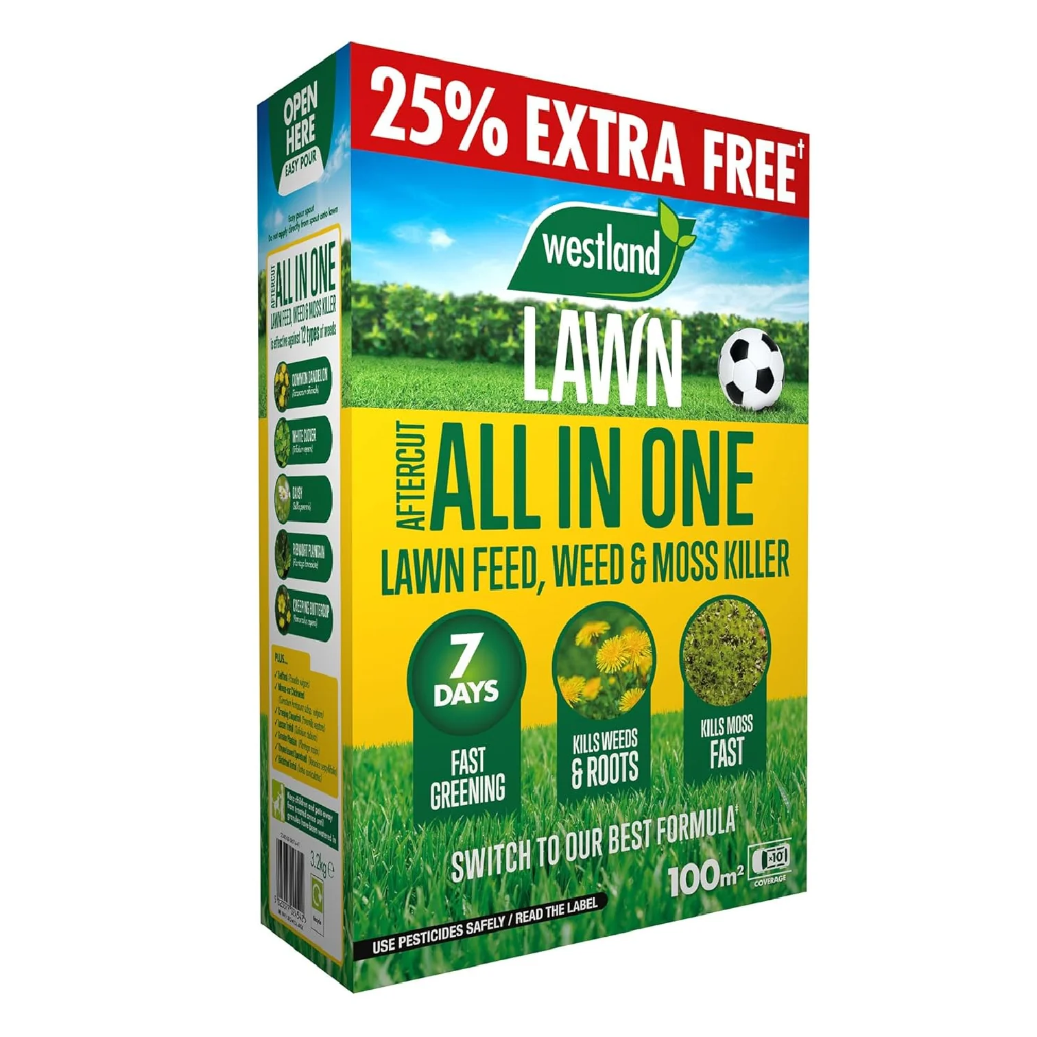 Westland Aftercut All In One Lawn Feed Weed & Moss Killer 80sqm + 25% Extra