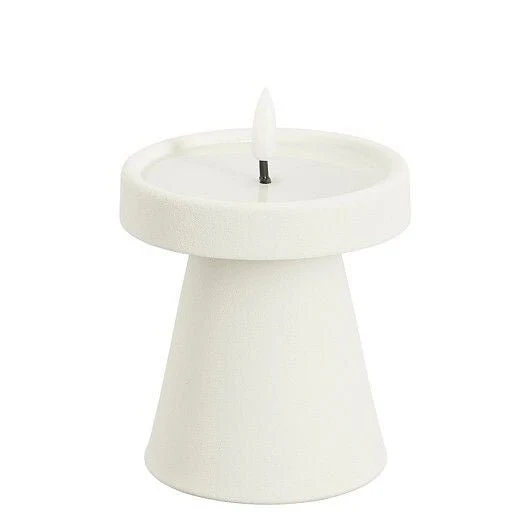 White Battery Operated LED Candle with Timer h10xd9cm