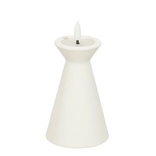 White Battery Operated LED Candle with Timer h12,5xd8cm