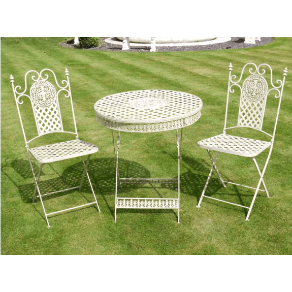White Garden Bistro Set Metal