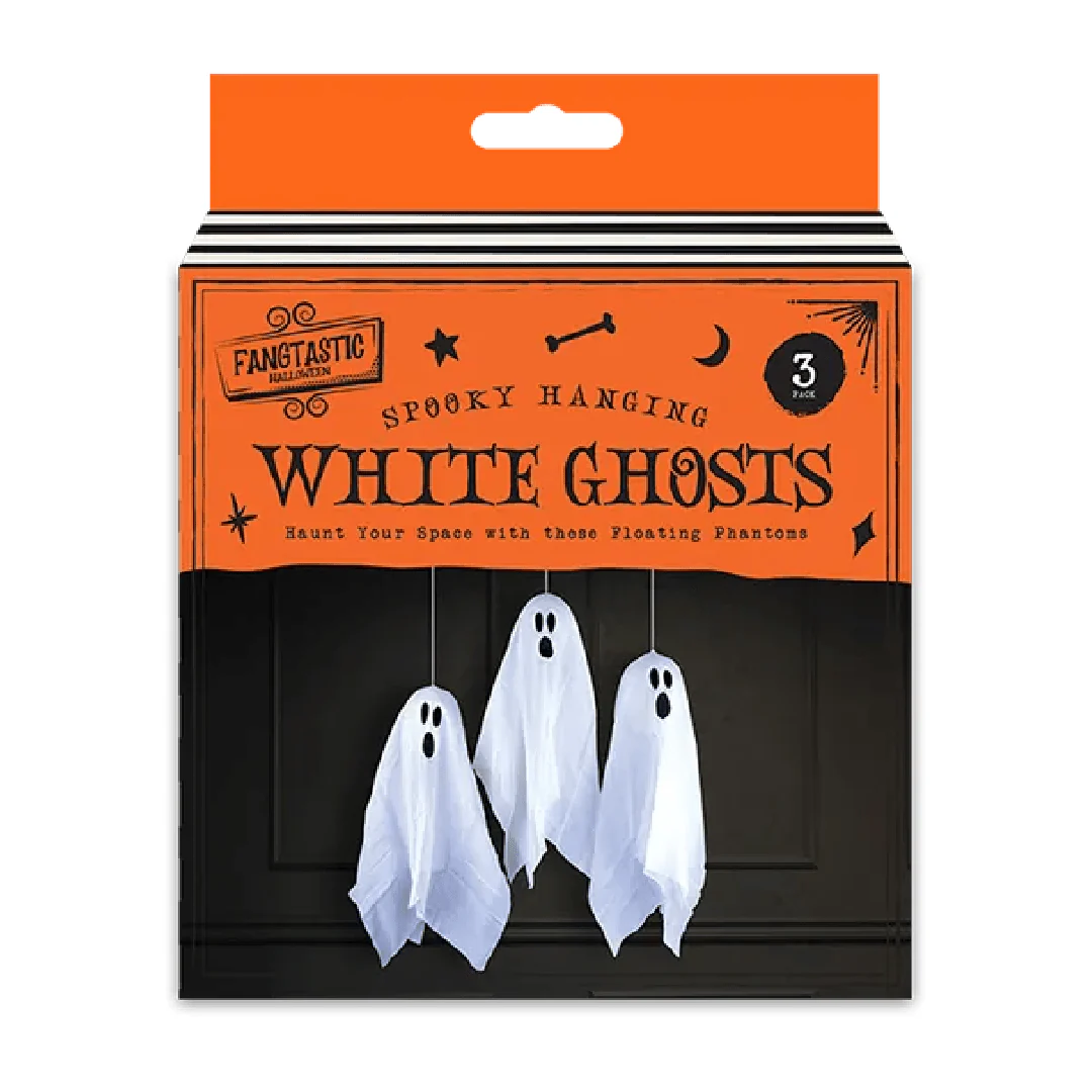 White Hanging Ghosts Halloween Decorations 3pk