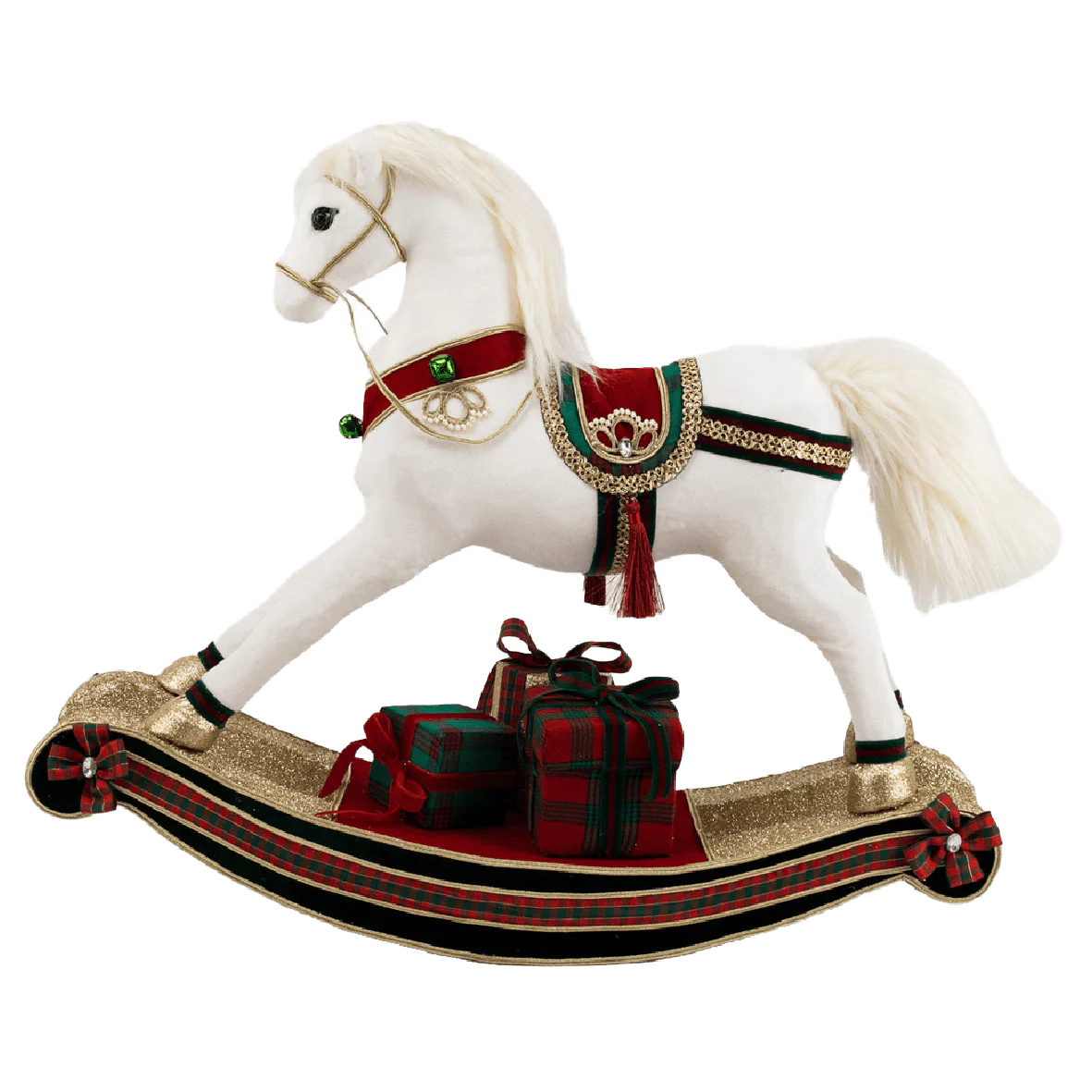 White Velvet Rocking Horse 68 x 21 x 58cm (Not a toy) - Image 2