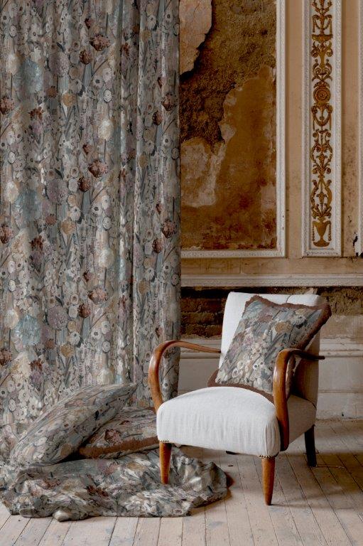 Wildflowers 66"x 72" Lined Eyelet Curtains Mist - Image 2