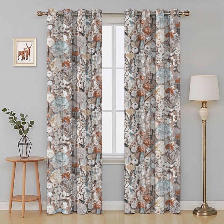 Wildflowers 90"x 90" Lined Eyelet Curtains Mist