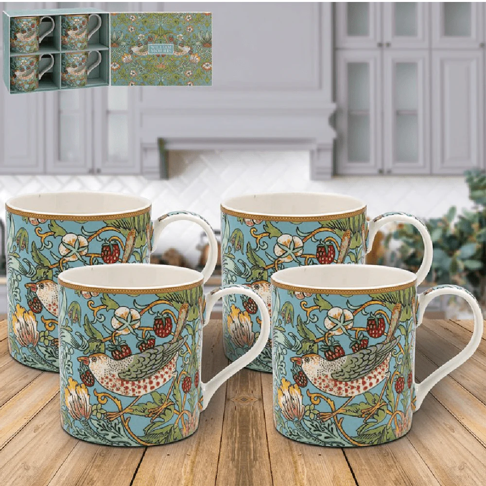 William Morris Strawberry Thief Mugs – Set of 4 - Image 2