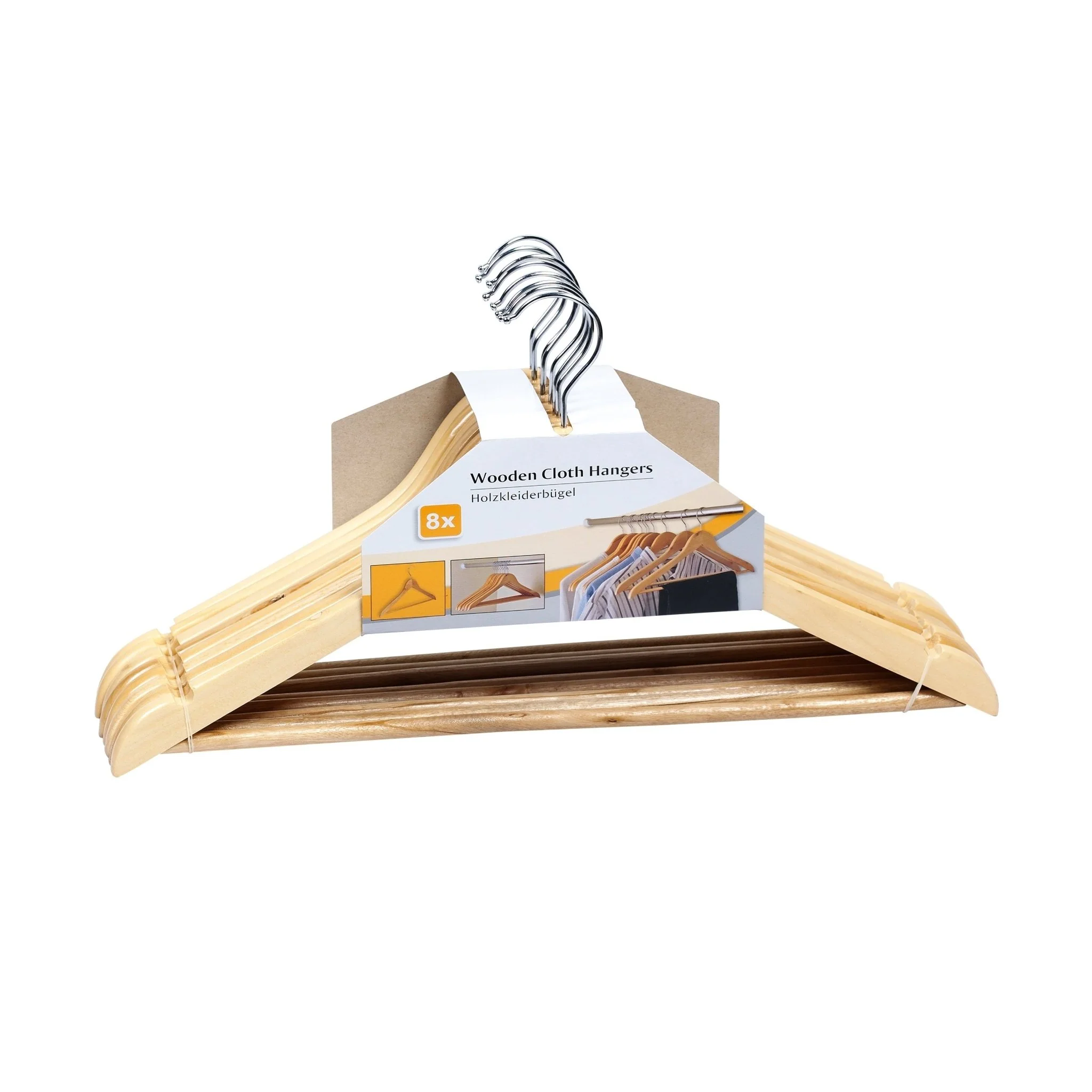 Wooden Clothes Hangers 8pk