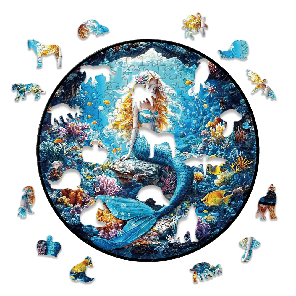Wooden Puzzle Round 150pcs - Mermaid - Image 2