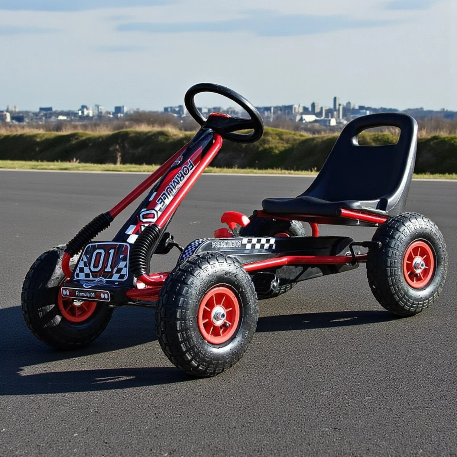 Zoom Rubber Wheel Pedal Go Kart – Red & Black